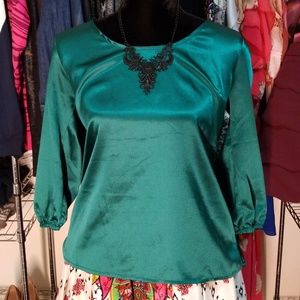 Studio Y Green Polyester Top Size M